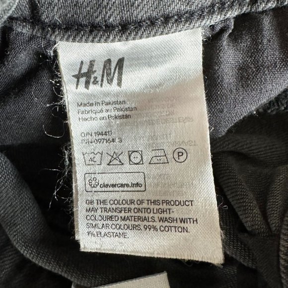 H&M black wash distressed denim mid length shorts | US 12 - Picture 3 of 4